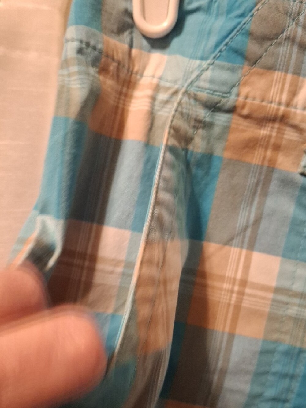 New York & Company Plaid Jean Shorts - Turquoise & Tan - Picture 6 of 7